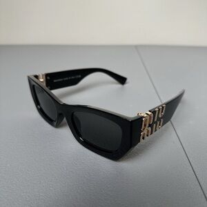 Miu Miu Sunglasses MU 09WS 1AB5S0 Black Gold Lens Women